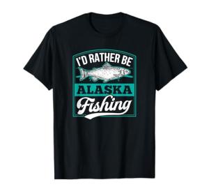 Alaska Fishing Funny Salmon Ice Rod T-Shirt