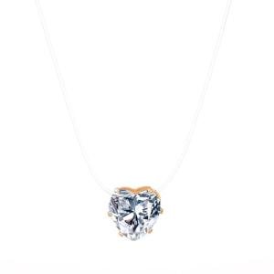 Gold Heart Charm Necklace with Crystal Accents