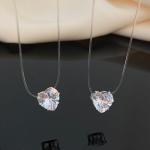 Gold Heart Charm Necklace with Crystal Accents