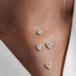 Gold Heart Charm Necklace with Crystal Accents