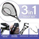 Briskjoy Fly Fishing Landing Net - Foldable Trout Net for Freshwater Trout Fishing, Rubber Fishing Net with Handle for Catch & Release, Ideal for Kayak & Wading Fishing, Includes Storage Bag & Lanyard