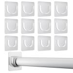 Lsnisni 12 Pack Shower Rod Holder with Strong Adhesive, Shower Curtain Rod Holder No Drilling, Shower Bar Holder,Tension Curtain Rod Bracket