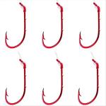 Eagle Claw Snelled Hook, Red, Pack of 6, Size 10