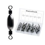 Natufish Brass Swivel Fishing Weights & Bullet Sinkers for Freshwater and Saltwater Fishing | Drop Shot Tackle Kit with 30Pcs Removable Bass Sinker Weights, Corrosion-Resistant Swivel Rolling Design