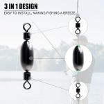 Natufish Brass Swivel Fishing Weights & Bullet Sinkers for Freshwater and Saltwater Fishing | Drop Shot Tackle Kit with 30Pcs Removable Bass Sinker Weights, Corrosion-Resistant Swivel Rolling Design