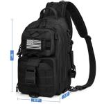 GMAK Fishing Backpack Tackle Sling Bag, Tactical Fishing Tackle Backpack with Rod & Gear Holder, Lightweight Outdoor Water-Resistant Tackle Gear Pack Shoulder Bags for Men Women, Black