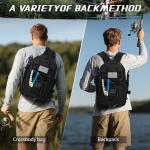GMAK Fishing Backpack Tackle Sling Bag, Tactical Fishing Tackle Backpack with Rod & Gear Holder, Lightweight Outdoor Water-Resistant Tackle Gear Pack Shoulder Bags for Men Women, Black