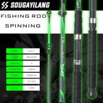Sougayilang Spinning Rods, Strong Carbon&Glass Composite Fishing Pole with Stainless Steel Line Guides for Catfish- 7'0"- Green