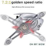 Fishing Reel SW Baitcast Baitcasting Reel Right Hand 7.2:1 Gear Ratio 22lb Max Drag 0.49lb Weight Metal Spool and Handle for Saltwater and Freshwater Bass