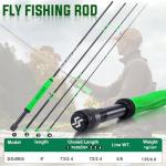Sougayilang Fly Fishing Rod, Lightweight Ultra-Portable 4 Pieces 5/6wt Graphite 9' Fly Rod for Complete Starter with SuperPolymer Handle- Green