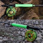 Sougayilang Fly Fishing Rod, Lightweight Ultra-Portable 4 Pieces 5/6wt Graphite 9' Fly Rod for Complete Starter with SuperPolymer Handle- Green