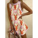 MAKALALA Women Lobster Dress Fish Print Summer Crewneck A Line Tank Mini Dress Cute Graphic Sundress for Beach (Light Yellow,Medium)
