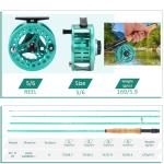 Sougayilang Fly Fishing Combo, 4 Piece Fly Rod and Die Cast Aluminum Alloy Reel Complete Starter Package with Rod Bag-Turquoisee-#5