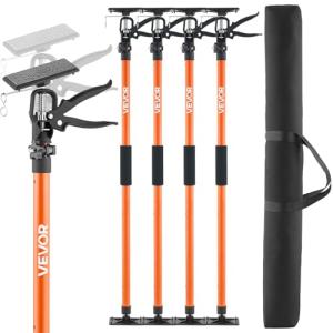 VEVOR Cabinet Jack Support Pole, 4-Pack, 45.7-114.2 Inch Steel Telescopic Quick Support Rod, Adjustable 3rd Hand System up to 154 lbs Capacity for Installing Cabinets, Lifting Drywall, Cargo Bars