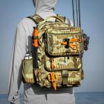 KastKing BaitSpace 50L Fishing Tackle Backpack with Removable Bait Binder & 4 Tackle Boxes,2 Rod Holders Storage Fishing Gear and Equipment,Khaki Camo