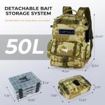 KastKing BaitSpace 50L Fishing Tackle Backpack with Removable Bait Binder & 4 Tackle Boxes,2 Rod Holders Storage Fishing Gear and Equipment,Khaki Camo