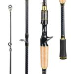 Sougayilang Fishing Rod 24-Ton Carbon&Glass Fiber Composite Spinning and Casting Rod, 2 Piece for Bass Trout Crappie Travel Fishing- 6'0"- Casting- Golden