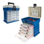 Tool Storage Box - Durable Hardware Organizer with 4 Drawers and 19 Compartments for Camp Supplies and Fishing Tackle by Wakeman Outdoors (Dark Blue)