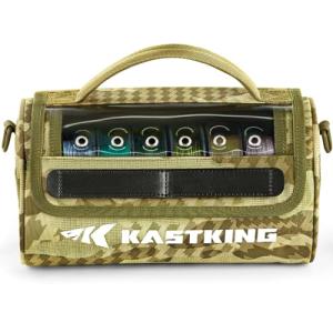 KastKing BaitSpace Line Management Bag, Fishing Line Storage Bag with Water Resistant Nylon, Clear View Window, Removable Divider for Up to 10 Spools, Tangle-free Leader Line Holder