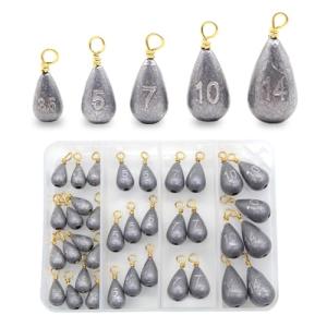 FREGITO 36pcs Fishing Sinkers Kit, Drop Shot & Casting Weights for Bass and Catfish, Saltwater Freshwater Fishing Tackle