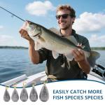 FREGITO 36pcs Fishing Sinkers Kit, Drop Shot & Casting Weights for Bass and Catfish, Saltwater Freshwater Fishing Tackle