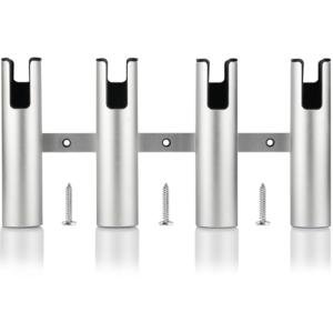 Marinebaby Aluminum Fishing Boat Rod Holder,3/4 Link Tube Aluminum Rod Rack, Suit Boats & Yacht ,Silver (Silver 4 Tube)