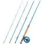 Sougayilang Fly Fishing Rod and Reel Combo, 4-Piece Fly Rod and Aluminum Alloy Reel Complete Starter Package with Rod Bag-Blue-#8