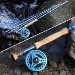Sougayilang Fly Fishing Rod and Reel Combo, 4-Piece Fly Rod and Aluminum Alloy Reel Complete Starter Package with Rod Bag-Blue-#8