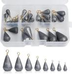 Realure 25 Pcs Small Fishing Weights Mixed 8 Sizes Deep Sea Fishing Weights Assorted 2g 3g 5g 7g 10g 15g 20g 30g Iron Fishing Sinkers Weights with Swivel for River Saltwater Freshwater Mackerel