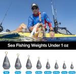Realure 25 Pcs Small Fishing Weights Mixed 8 Sizes Deep Sea Fishing Weights Assorted 2g 3g 5g 7g 10g 15g 20g 30g Iron Fishing Sinkers Weights with Swivel for River Saltwater Freshwater Mackerel