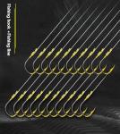 Dyxssm Small Fishing Hooks with Line, Pre Tied Tiny Fishing Hook on Nylon Line (Pack of 20) (Black Gold, 6# (7.7lb-11lb))