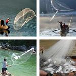 Yeahmart American Saltwater Fishing Cast Net for Bait Trap Fish 4ft Radius Casting Nets with Heavy Duty Real Zinc Sinker Weights, 3/8inch Mesh Size