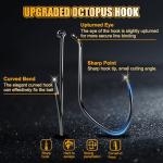CWSDXM Octopus Fishing Hooks,Carbon Steel Black Nickel Coated PRO-V Octopus Hooks Set for Saltwater Freshwater (Hook Size 4/0-20PCS)
