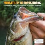 CWSDXM Octopus Fishing Hooks,Carbon Steel Black Nickel Coated PRO-V Octopus Hooks Set for Saltwater Freshwater (Hook Size 4/0-20PCS)