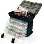 Sougayilang Fishing Tackle Box Portable 4 Layers Fishing Box Sea Boat Fishing Accessory Box Case With Handle Utility Box-Small Size