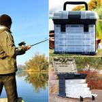 Sougayilang Fishing Tackle Box Portable 4 Layers Fishing Box Sea Boat Fishing Accessory Box Case With Handle Utility Box-Small Size