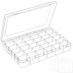 Mauproy 36 Grids Large Plastic Organizer Box with Adjustable Dividers, Clear Compartment Storage Container Tackle Box with Label Stickers for Beads, Crafts, Jewelries, Tools