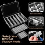 Mauproy 36 Grids Large Plastic Organizer Box with Adjustable Dividers, Clear Compartment Storage Container Tackle Box with Label Stickers for Beads, Crafts, Jewelries, Tools