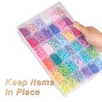 Mauproy 36 Grids Large Plastic Organizer Box with Adjustable Dividers, Clear Compartment Storage Container Tackle Box with Label Stickers for Beads, Crafts, Jewelries, Tools