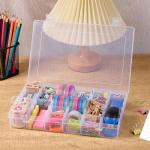 Mauproy 36 Grids Large Plastic Organizer Box with Adjustable Dividers, Clear Compartment Storage Container Tackle Box with Label Stickers for Beads, Crafts, Jewelries, Tools