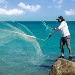 Goture American Fishing Cast Net Saltwater Freshwater, 3/8inch 1/4in Mesh Size Casting Net for Bait Fish Shrimp Trap,Strong Zinc Sinker, 3ft/4ft/5ft/6ft/8ft/10ft Radius Throw Cast Net with Needle