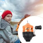 Spincast Fishing Reel, Right Hand Retrieve, Easy to Use Push Button Casting Design for Both Beginners and Kids (Orange)