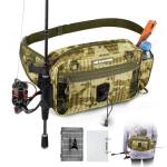 KastKing BaitSpace Waist Bag – Waterproof Tackle Storage Bag With Adjustable Belt, Fishing Fanny Pack for Men, Soft Bait Organizer, 3600 Utility Box, Rod Holder, Nylon, Khaki Camo