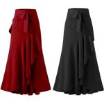 chouyatou Women's Casual Plaid Mermaid Maxi Skirt A Line Irregular Ruffle Hem Fishtail Long Skirt (Small, Solid Black)