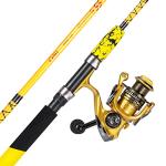Sougayilang Spinning Reel and 2-Piece Fishing Rod Combo, Durable Graphite & Fiberglass Rod, Split-Grip Cork Handle,Right/Left Handle Position(6FT)