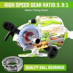 Sougayilang Spincast Fishing Reel, Size 30 Reel, Right or Left-Hand Retrieve, 3.9:1 Gear Ratio, Pre-spooled with Fishing Line