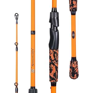 Sougayilang Fishing Rods, IM7 Graphite Blank Casting & Spinning Rods,2 Pieces Rods with “S” Style Hook Keeper and EVA Handle for Bass, Trout, Walleye, Catfish Etc (7'00"-MH-Spin-O)