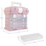 Portable Tool Box - Small Parts Organizer with Drawers and Customizable Compartments for Hardware, Fishing Tackle, Beads, or Crafts by Stalwart (Pink)
