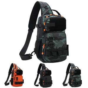 Chardime Fishing Sling Pack with multiple pockets, waterproof fishing Backpack with adjustable straps for anglers - Versatile small fishing backpack(green camouflage)