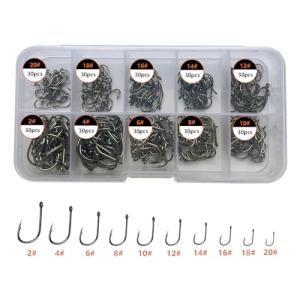 AMHDV 300Pcs/ 500Pcs/ 1000Pcs Small Fishing Hooks, 10 Different Sizes Tiny Fish Hook Set for Freshwater (300pcs (2# to 20#))